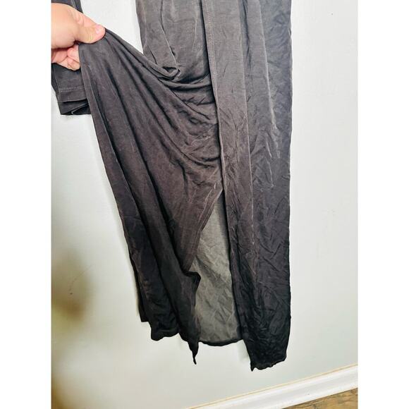 SOMETHING NAVY Black Jersey One Shoulder Long Sleeve Mid-Cutout Gown Medium - Picture 8 of 16